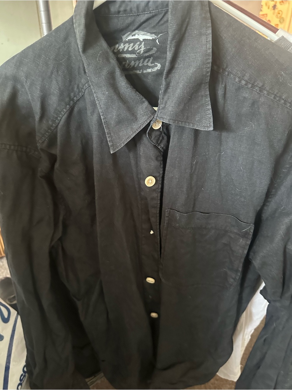 Tommy Bahama Black Long-Sleeve Casual Button-Down Shirt